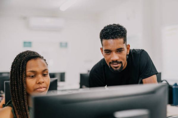 University students in the computer room